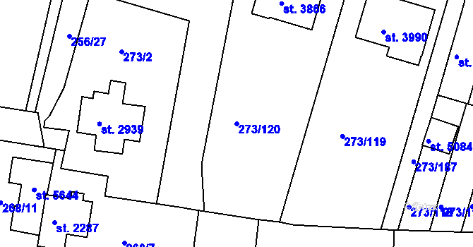 Parcela st. 273/120 v KÚ Trutnov, Katastrální mapa