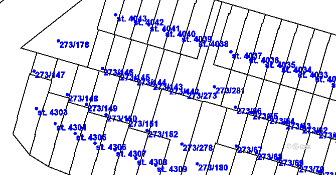 Parcela st. 273/142 v KÚ Trutnov, Katastrální mapa