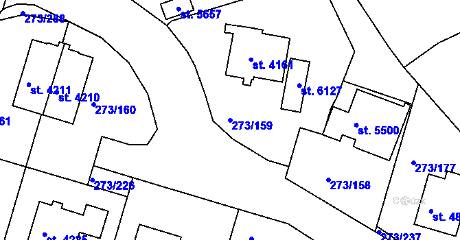 Parcela st. 273/159 v KÚ Trutnov, Katastrální mapa