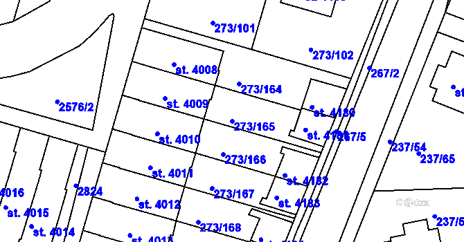 Parcela st. 273/165 v KÚ Trutnov, Katastrální mapa
