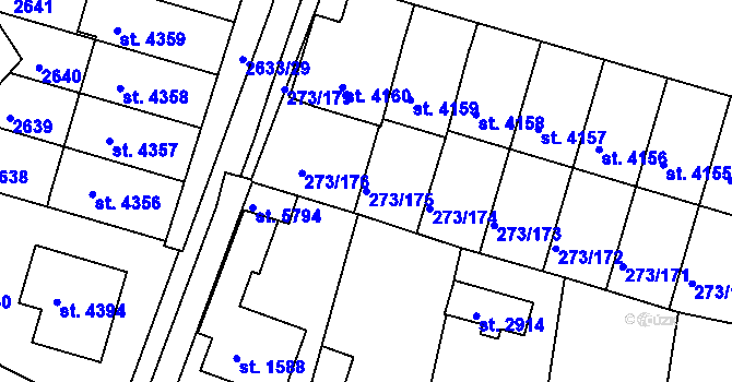 Parcela st. 273/175 v KÚ Trutnov, Katastrální mapa