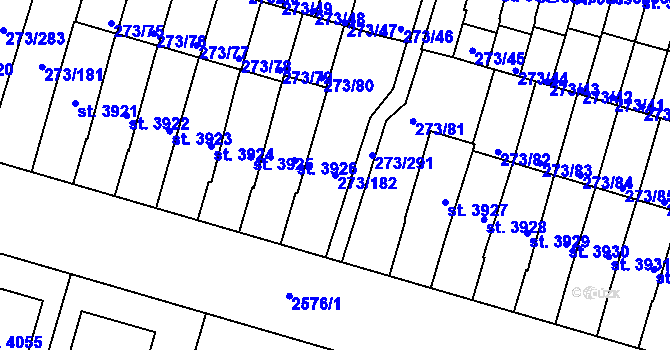 Parcela st. 273/182 v KÚ Trutnov, Katastrální mapa