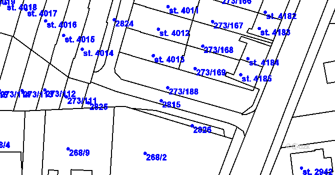 Parcela st. 273/188 v KÚ Trutnov, Katastrální mapa