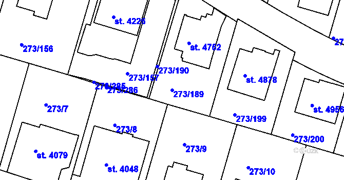 Parcela st. 273/189 v KÚ Trutnov, Katastrální mapa
