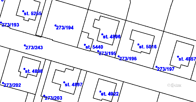 Parcela st. 273/195 v KÚ Trutnov, Katastrální mapa