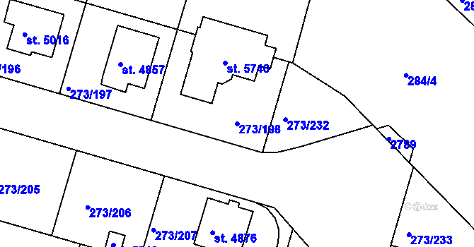Parcela st. 273/198 v KÚ Trutnov, Katastrální mapa