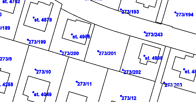 Parcela st. 273/201 v KÚ Trutnov, Katastrální mapa