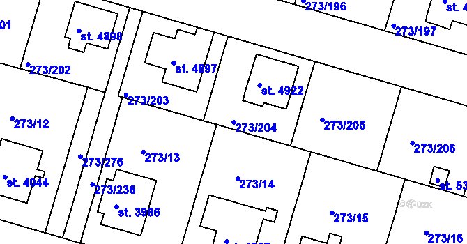 Parcela st. 273/204 v KÚ Trutnov, Katastrální mapa