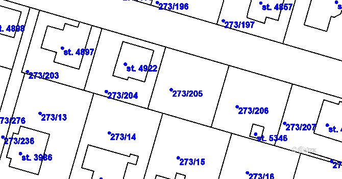 Parcela st. 273/205 v KÚ Trutnov, Katastrální mapa