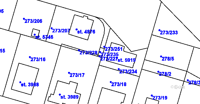 Parcela st. 273/235 v KÚ Trutnov, Katastrální mapa