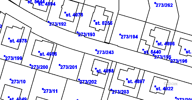 Parcela st. 273/243 v KÚ Trutnov, Katastrální mapa