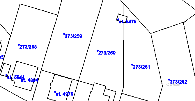 Parcela st. 273/260 v KÚ Trutnov, Katastrální mapa