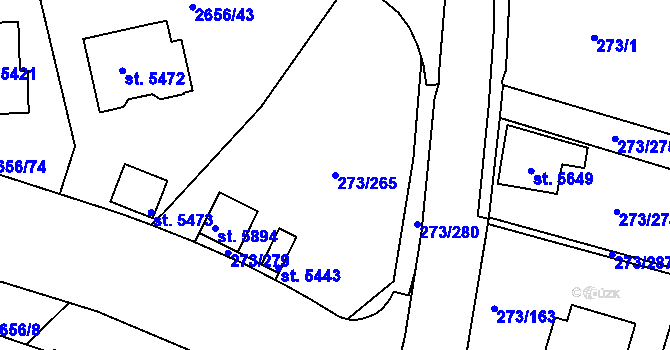 Parcela st. 273/265 v KÚ Trutnov, Katastrální mapa