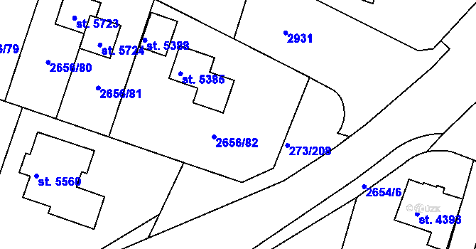 Parcela st. 273/267 v KÚ Trutnov, Katastrální mapa