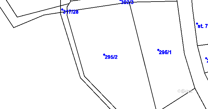 Parcela st. 295/2 v KÚ Trutnov, Katastrální mapa