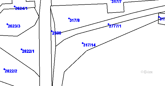 Parcela st. 317/14 v KÚ Trutnov, Katastrální mapa