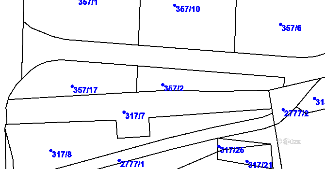 Parcela st. 357/2 v KÚ Trutnov, Katastrální mapa