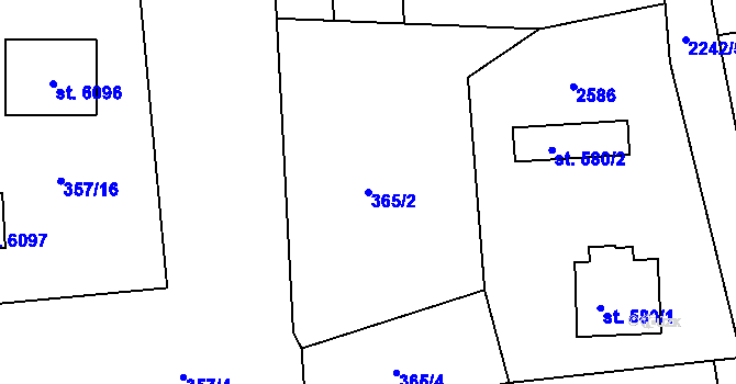 Parcela st. 365/2 v KÚ Trutnov, Katastrální mapa