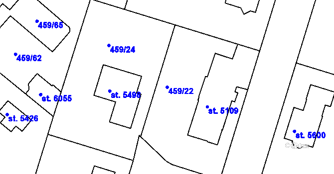 Parcela st. 459/22 v KÚ Trutnov, Katastrální mapa