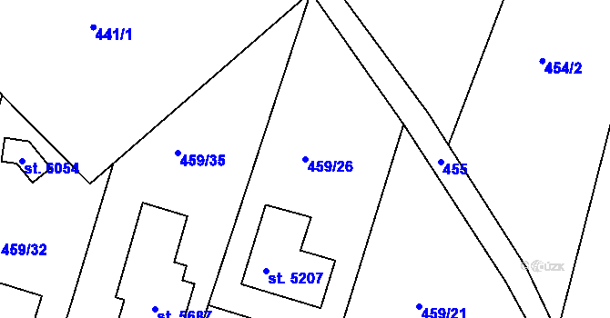 Parcela st. 459/26 v KÚ Trutnov, Katastrální mapa