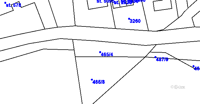 Parcela st. 465/4 v KÚ Trutnov, Katastrální mapa
