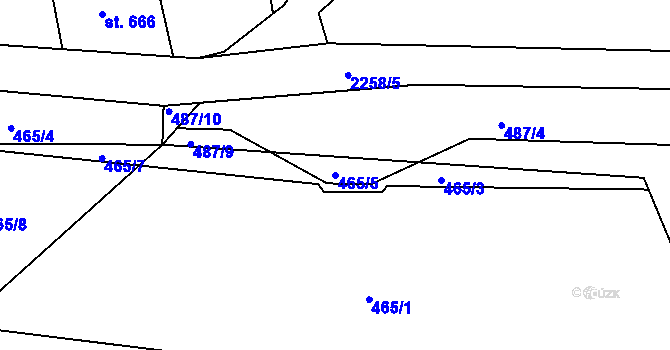 Parcela st. 465/5 v KÚ Trutnov, Katastrální mapa