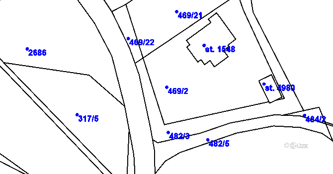 Parcela st. 469/2 v KÚ Trutnov, Katastrální mapa