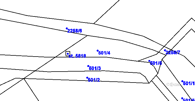 Parcela st. 501/4 v KÚ Trutnov, Katastrální mapa