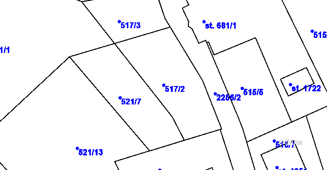 Parcela st. 517/2 v KÚ Trutnov, Katastrální mapa