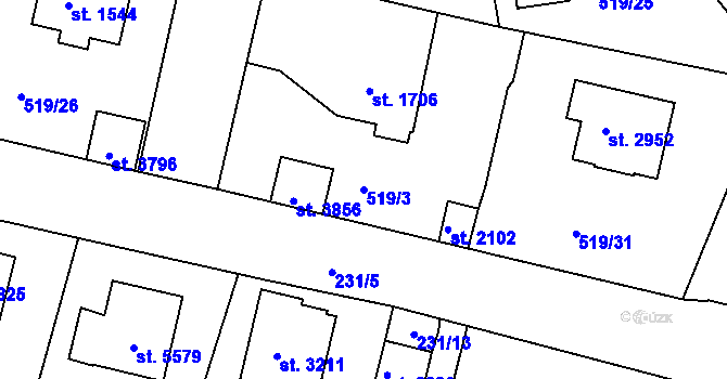 Parcela st. 519/3 v KÚ Trutnov, Katastrální mapa