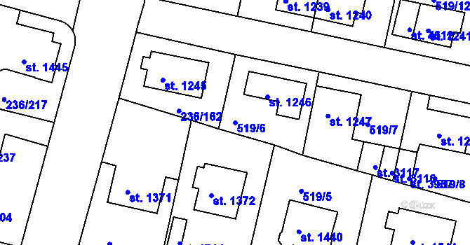 Parcela st. 519/6 v KÚ Trutnov, Katastrální mapa