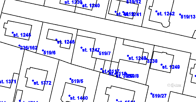 Parcela st. 519/7 v KÚ Trutnov, Katastrální mapa