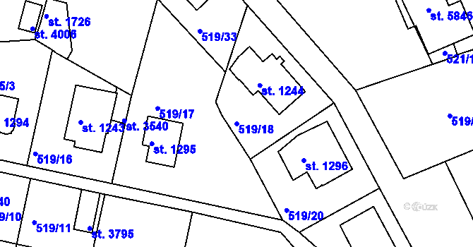 Parcela st. 519/18 v KÚ Trutnov, Katastrální mapa