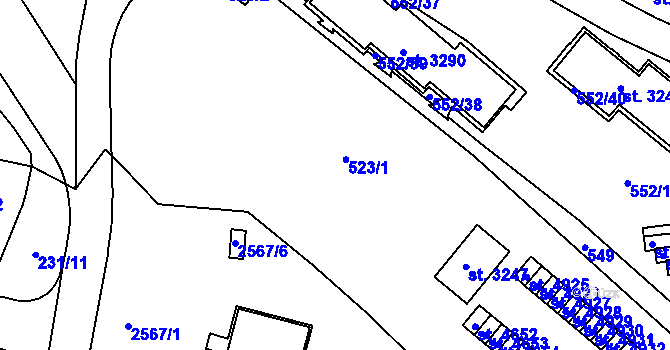Parcela st. 523 v KÚ Trutnov, Katastrální mapa