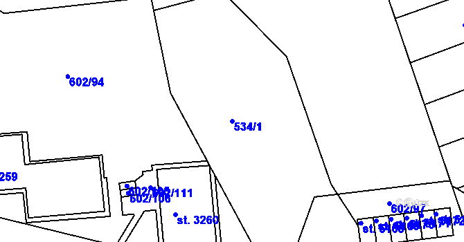 Parcela st. 534/1 v KÚ Trutnov, Katastrální mapa