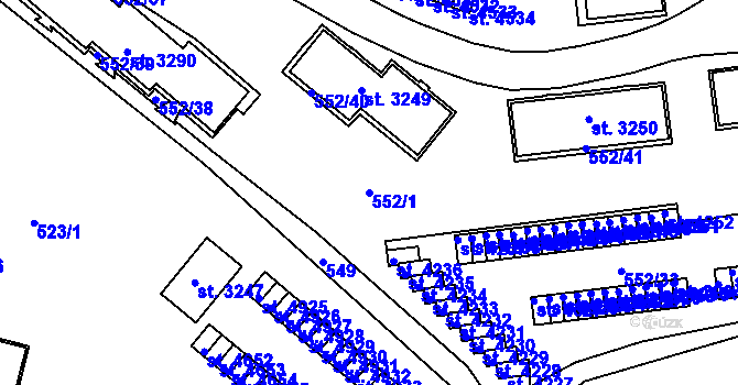 Parcela st. 552/1 v KÚ Trutnov, Katastrální mapa