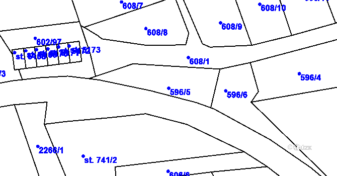 Parcela st. 596/5 v KÚ Trutnov, Katastrální mapa