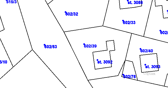 Parcela st. 602/39 v KÚ Trutnov, Katastrální mapa