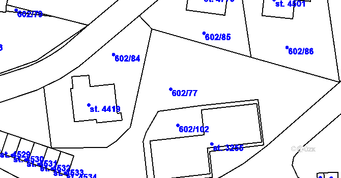 Parcela st. 602/77 v KÚ Trutnov, Katastrální mapa