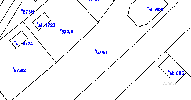 Parcela st. 674/1 v KÚ Trutnov, Katastrální mapa