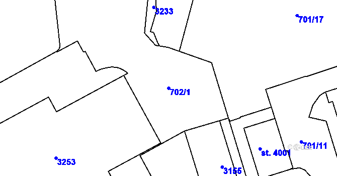 Parcela st. 702/1 v KÚ Trutnov, Katastrální mapa