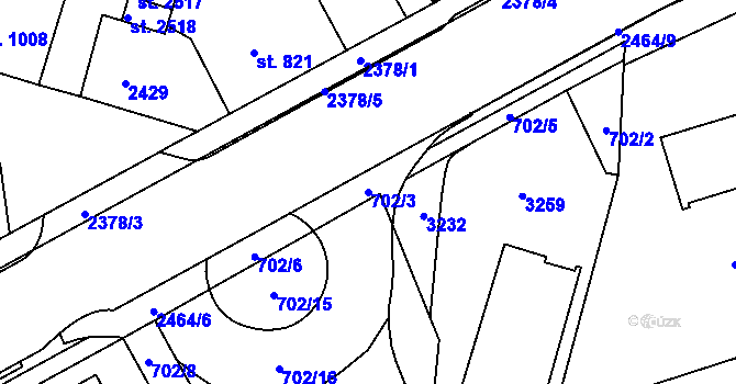 Parcela st. 702/3 v KÚ Trutnov, Katastrální mapa