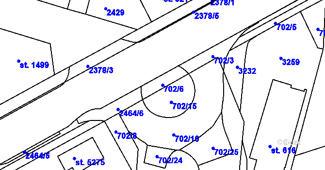 Parcela st. 702/6 v KÚ Trutnov, Katastrální mapa