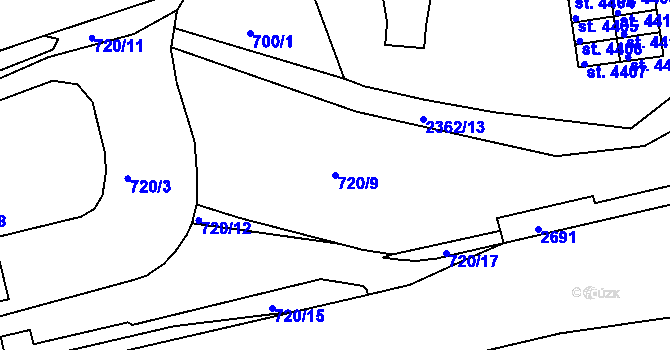 Parcela st. 720/9 v KÚ Trutnov, Katastrální mapa
