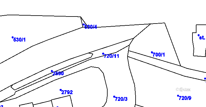 Parcela st. 720/11 v KÚ Trutnov, Katastrální mapa