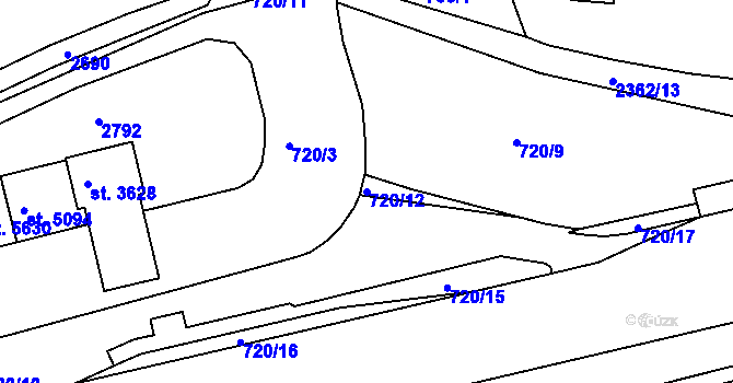 Parcela st. 720/12 v KÚ Trutnov, Katastrální mapa