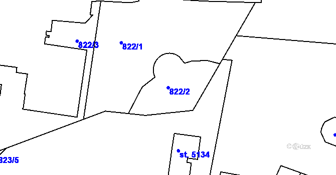 Parcela st. 822/2 v KÚ Trutnov, Katastrální mapa