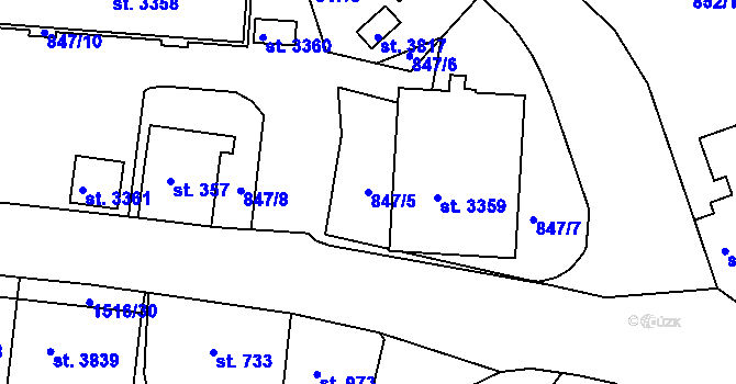 Parcela st. 847/5 v KÚ Trutnov, Katastrální mapa