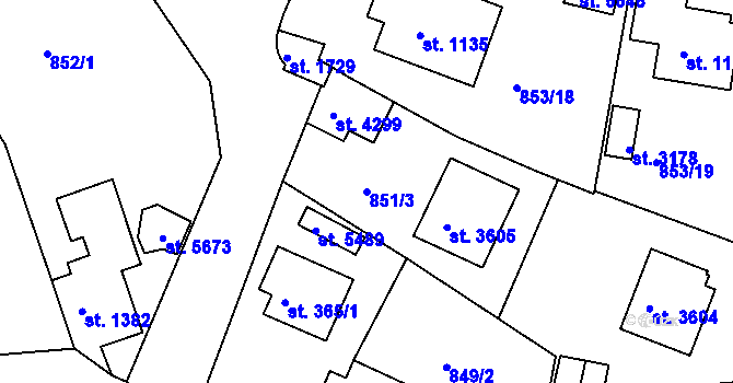Parcela st. 851/3 v KÚ Trutnov, Katastrální mapa