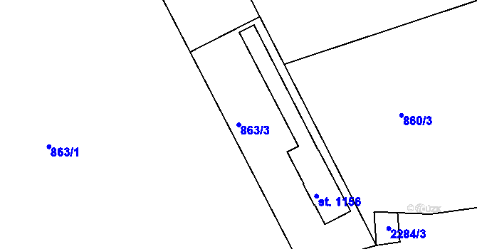 Parcela st. 863/3 v KÚ Trutnov, Katastrální mapa